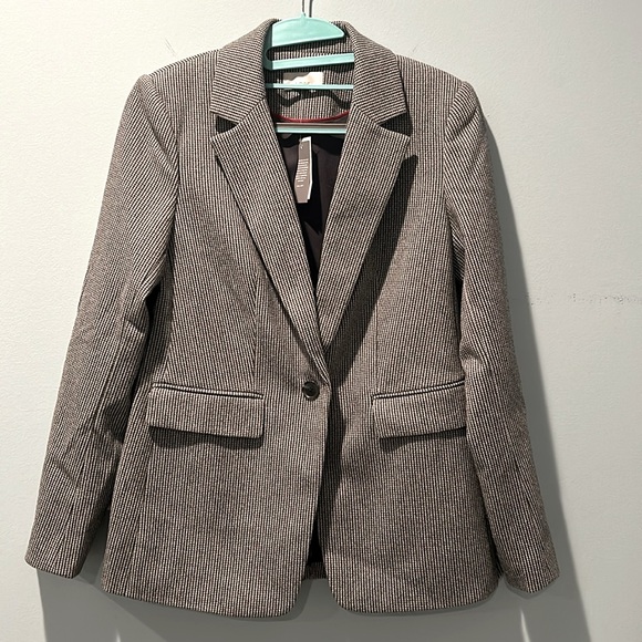 LOFT Puppytooth Knit Elbow Patch Modern Blazer Size 2- Regular - Picture 5 of 10